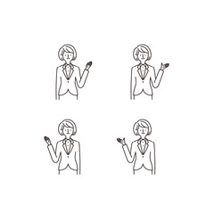 ビジネスシーン：指し示す・手・女性（線画）
