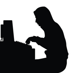 Computer hacker silhouette vector