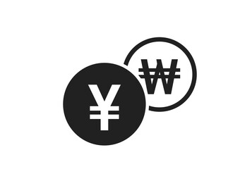 japanese yen to korean won currency exchange icon. banking transfer symbol