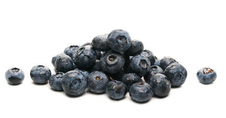 Ripe blueberries isolated on white background