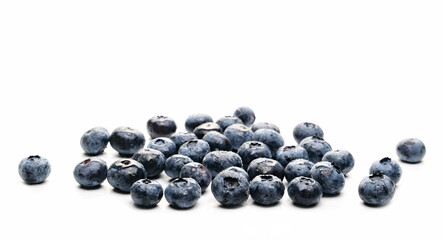 Ripe blueberries isolated on white background