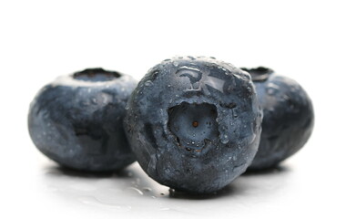 Ripe blueberries isolated on white background