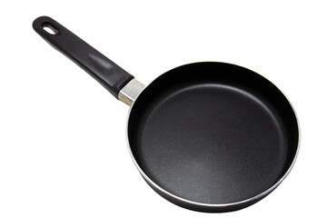 frying pan with dirty handle isolated on white background