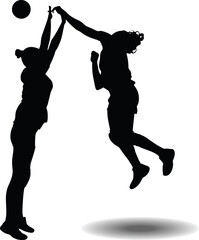 Fototapeta na wymiar handball girl player silhouette