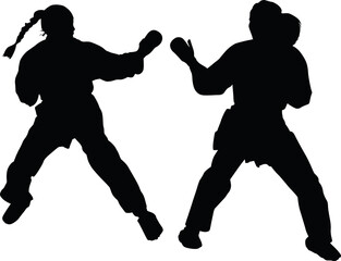 karate girl silhouette
