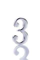 3D Number 3 isolated on white background 