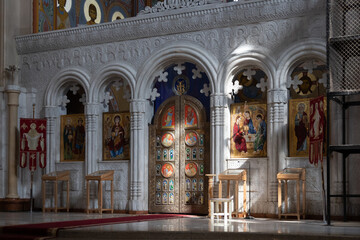 Fototapeta na wymiar Holy Trinity Cathedral of Tbilisi, Georgia Interior 9/10/2019