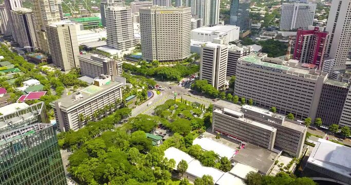 Drone shot over Ayala Avenue Streets Makati | Philippines