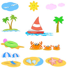 Fototapeta na wymiar Summer Holiday on the beach graphic elements vector