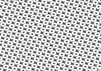 White circles. abstract rounds pattern for web template background, brochure cover or app. Material style. Geometric circles 3D render illustration.