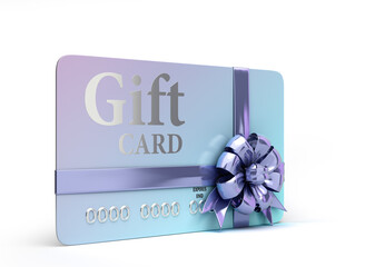 VIP gift card with bow 3d render on a white
