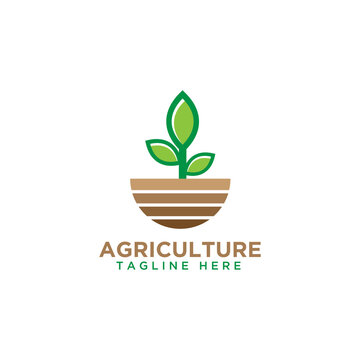 leaf and soil logo design farm agriculture template