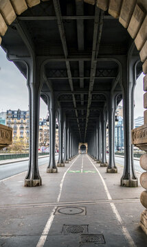 Paris, France - March 18 2020: Empty bir-hakeim bridge during Coronavirus pandemic in Paris.