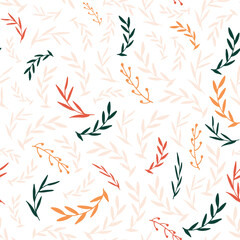 Seamless pattern. Hand drawn colorful leaves.