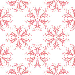 Floral seamless pattern. Pink flowers on white background