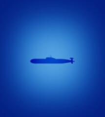 Submarine silhouette on blue