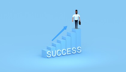 Smiling Businessman in glasses 3d illustration. Advertising poster of stock market broker. Successful man. Bearded  man working in office.