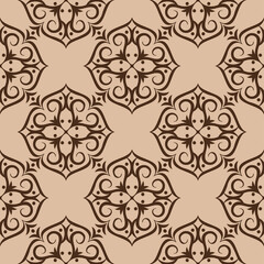 Fototapeta premium Beige and brown floral seamless background