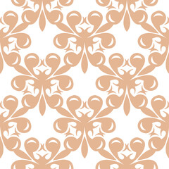 Floral seamless pattern. Brown beige flowers on white background