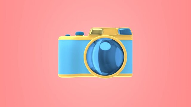 3D rendering abstract animation camera, the movement of the glare of light reflected in the lens. Funny joke cartoon pop art style
