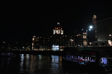 Fototapeta na wymiar Mumbai port near sea captured at night,with beautiful lights.