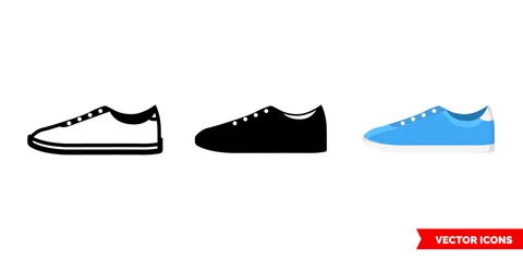 Poster Sneakers icon of 3 types. Isolated vector sign symbol. © Dsgnteam