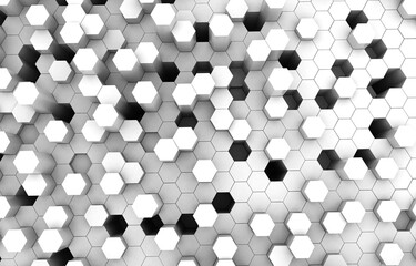 Duo tone hexagon 3D background texture. 3d rendering illustration. Futuristic abstract background.