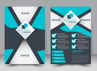 Abstract flyer design background. Brochure template. Can be used for magazine cover, business mockup, education, presentation, report. a4 size with editable elements. Blue and grey color.