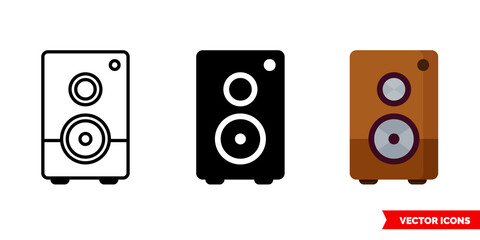 Speaker icon of 3 types. Isolated vector sign symbol.