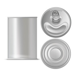 Realistic Detailed 3d Tin Can Set. Vector