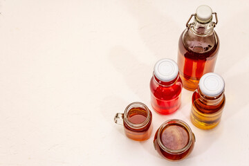 Kombucha in glass bottles