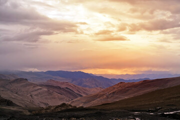 Landscape at the Taglangla pass in Ladakh, jammu and kashmir, India