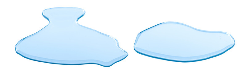 real image,spilled water drop on the floor isolated on white background.