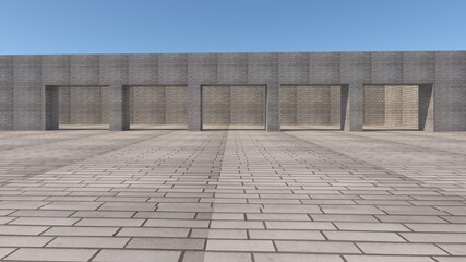 3d simple gray brick square rendering image 2