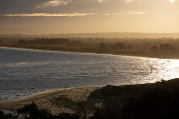 Sunset over Dolphin Sands, Coles Bay, Tasmania, Australia.