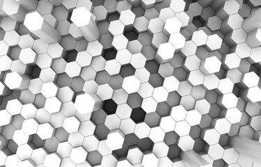 Duo tone hexagon 3D background texture. 3d rendering illustration. Futuristic abstract background.