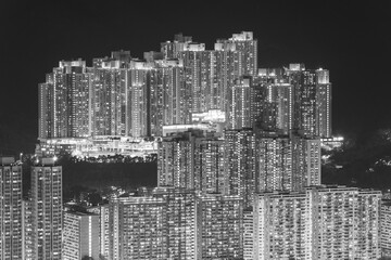 residential district of Hong Kong city at night