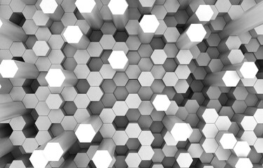 Duo tone hexagon 3D background texture. 3d rendering illustration. Futuristic abstract background.