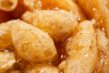 Ultra macro photo of a gourmet nut bar