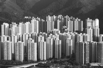Aerial view of residential district of Hong Kong city