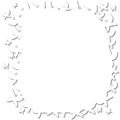 white butterflies on white background, effect of cut paper