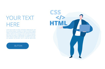 Web development, software, HTML, CSS, Vector illustration for web banner, infographics, mobile. 