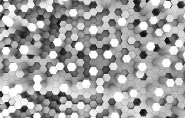 Duo tone hexagon 3D background texture. 3d rendering illustration. Futuristic abstract background.