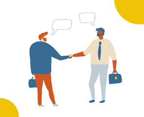 Tiny business people vector characters. Business man handshake