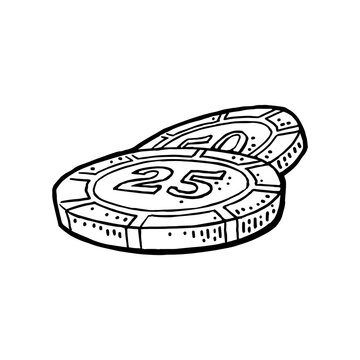 Casino chips. Vintage black vector engraving illustration