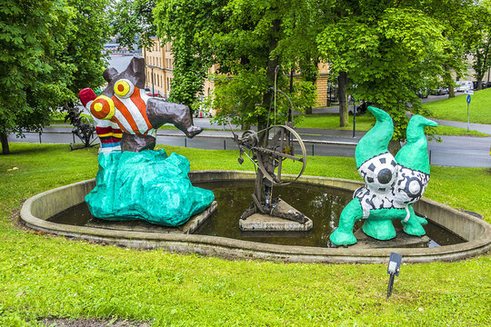 Modern Sculpture In A Small Public Park At Exercisplan, Outside Stockholm Museum Of Modern Art (Moderna Museet). SWEDEN, STOCKHOLM. June 13, 2017.