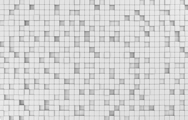 Abstract geometric shape of white cubes 3d render. Futuristic fashioned glossy background.