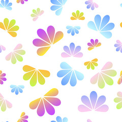 Vector seamless pattern with multi-colored flowers on a white background. Use in fabric, wrapping paper, wallpaper, bags, clothes, dishes, cases on smartphones and tablets.
