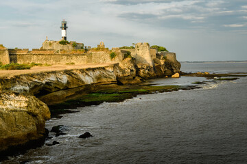 General view on the Portuguese fort in the Diu town in the Gujarat state in India - Powered by Adobe