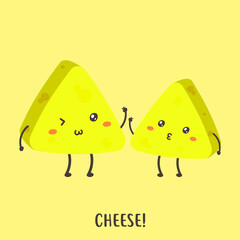 pair of cute happy cheese vector design
